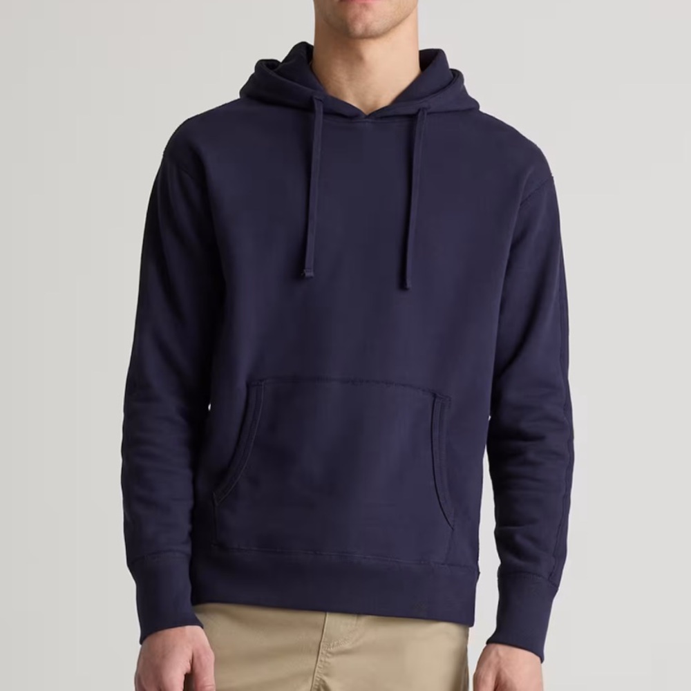Quince Men's Organic Midweight French Terry Pullover Hoodie Deep Navy Medium